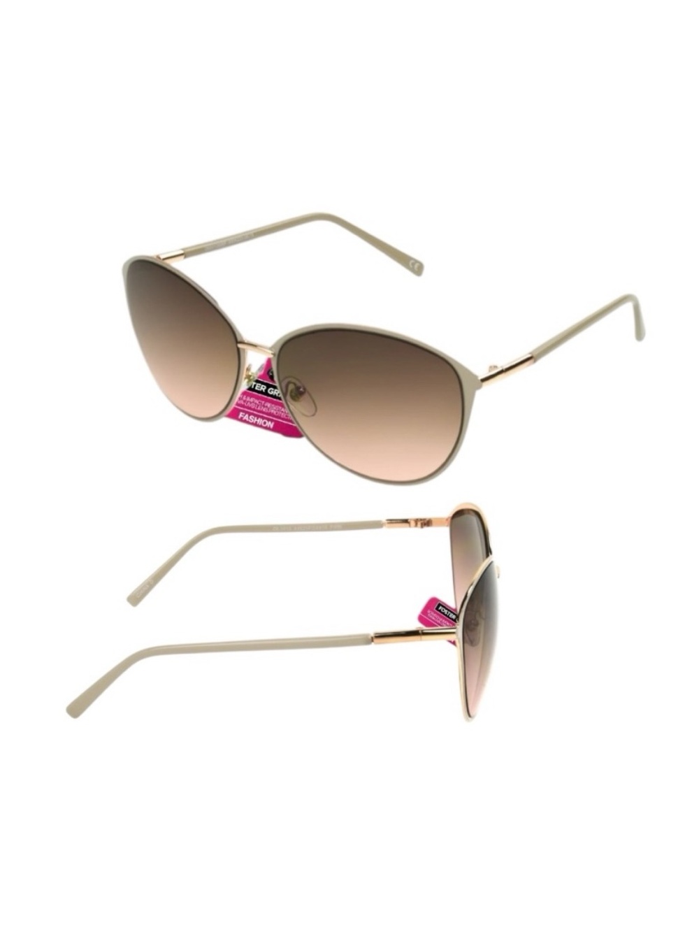 Foster Grant Oversized Fashion Gold Sunglasses with Gradient Brown Lenses